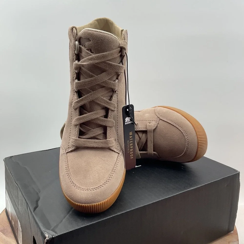 Sorel Evie Sport Lace Waterproof Suede Wedge Sneakers Tawny Buff NL4913-264 6